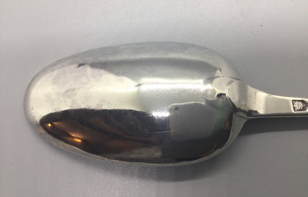 George II silver serving spoon London 1736 Samuel Wood  View IV
