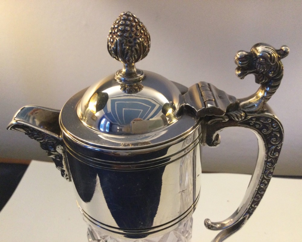 Edwardian matching pair of silver plated claret jugs c1910 View XII