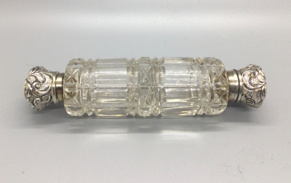 Late Victorian silver mounted double end scent bottle c1880