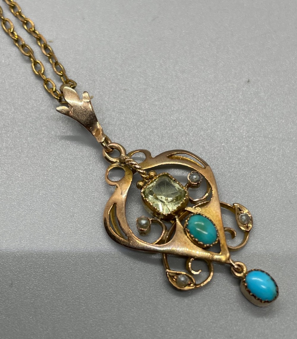 Art Nouveau 9ct gold pendant c1880 View IV
