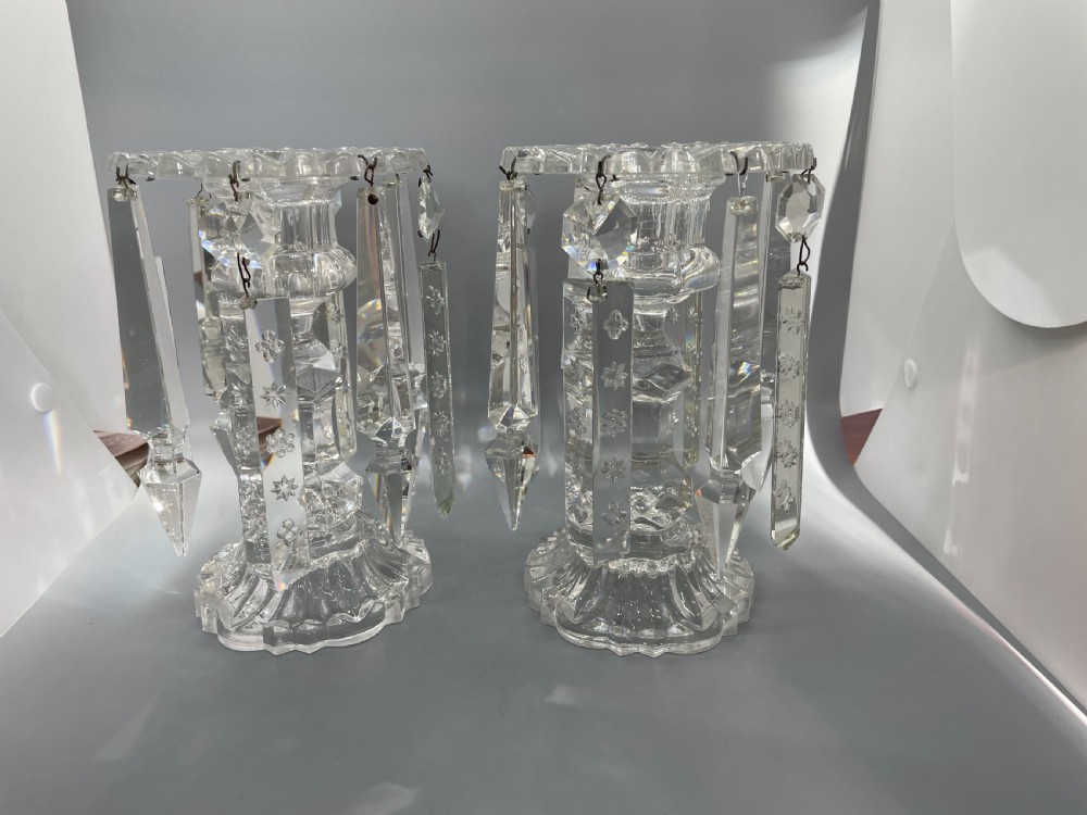 Pair of late Victorian glass lustres c1880
