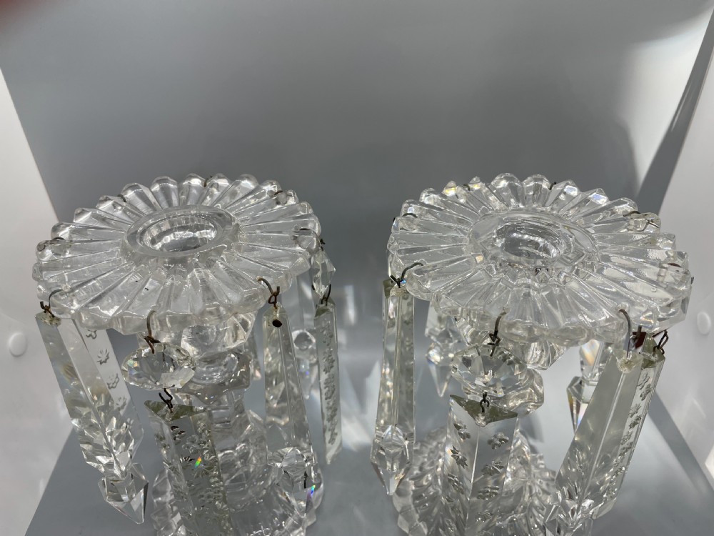 Pair of late Victorian glass lustres c1880 View II