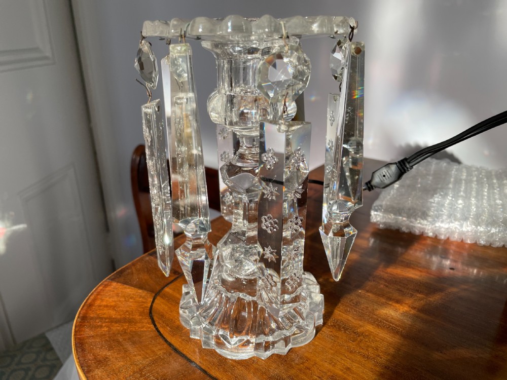 Pair of late Victorian glass lustres c1880 View IV