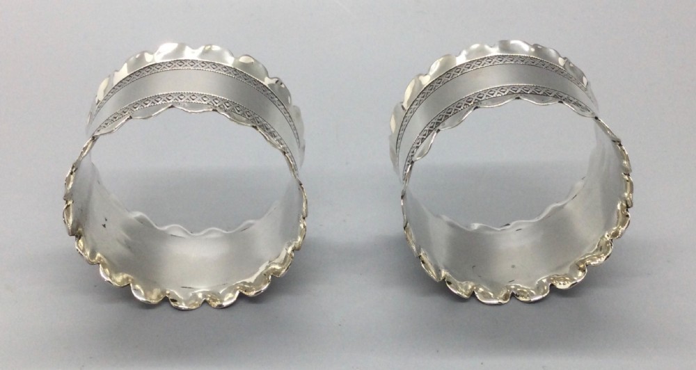 Victorian pair silver napkin rings Chester 1894 JAMES DEAKIN View III