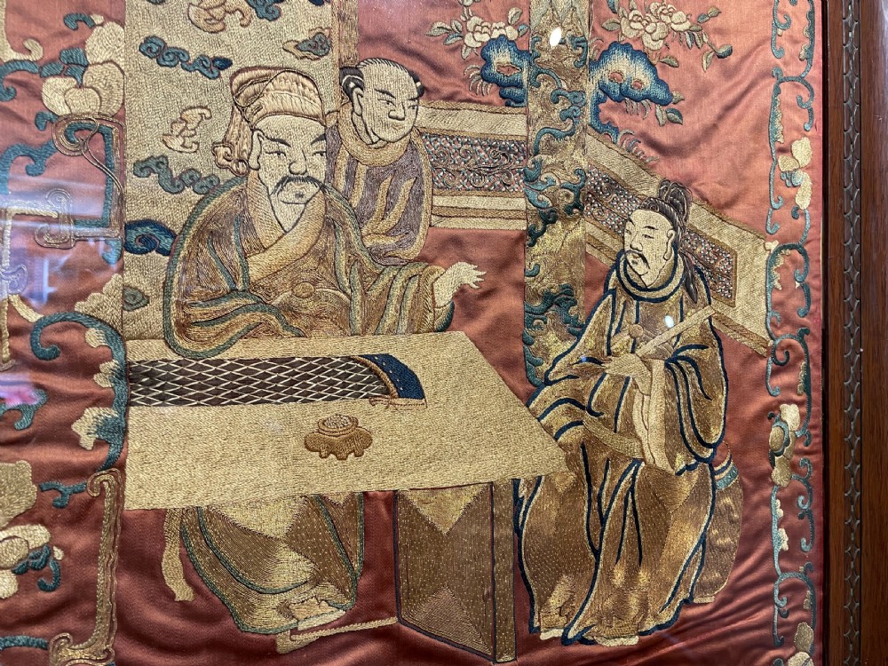 19thc Oriental silk embroidered panel c1880 View III