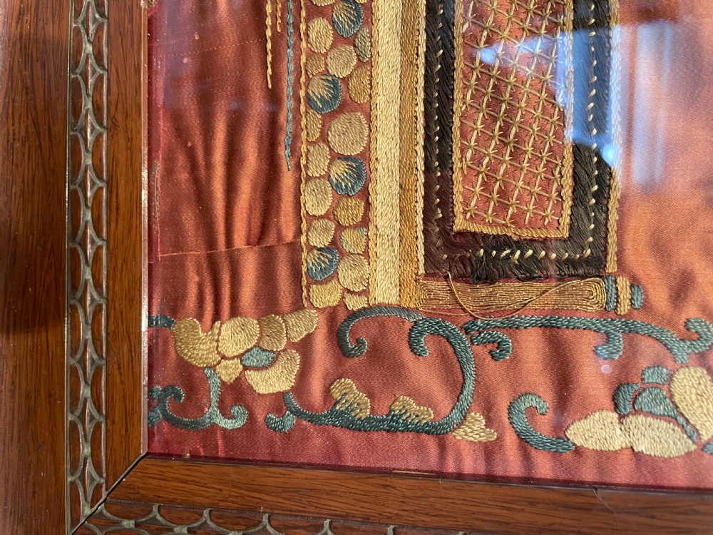 19thc Oriental silk embroidered panel c1880 View VI
