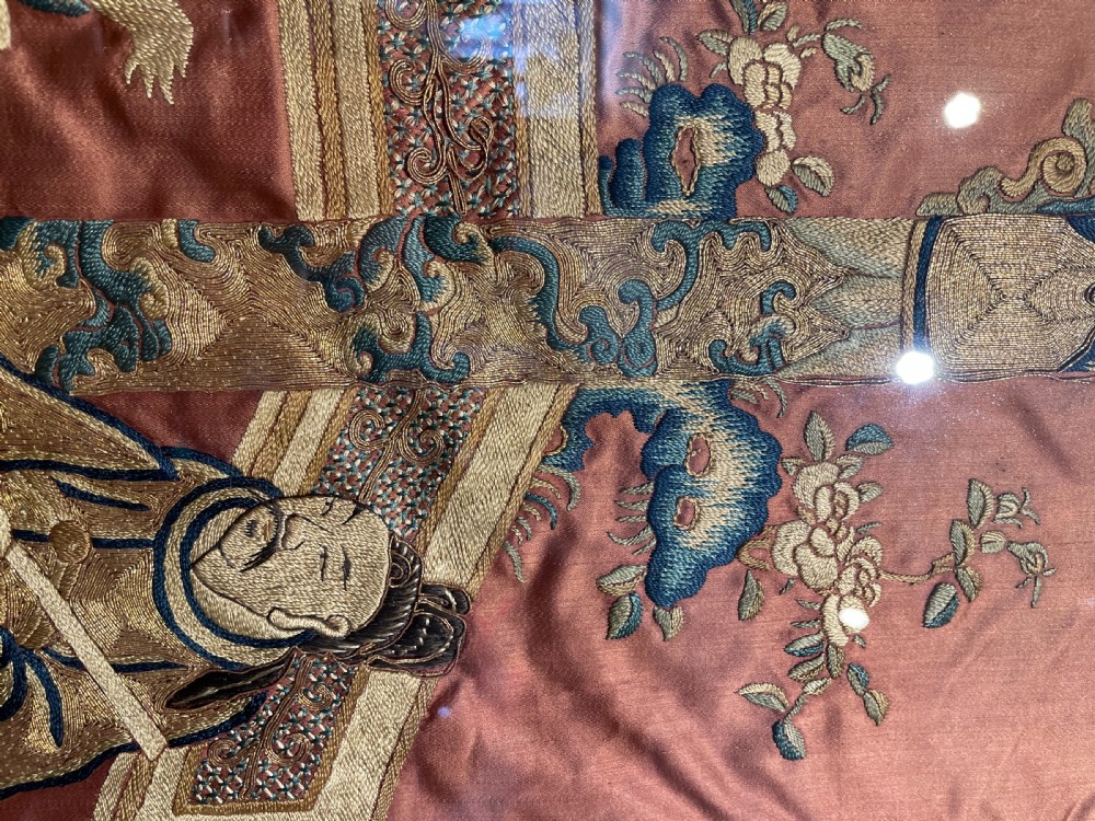 19thc Oriental silk embroidered panel c1880 View VII