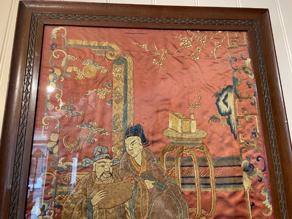 19thc Oriental silk embroidered panel c1880 View III