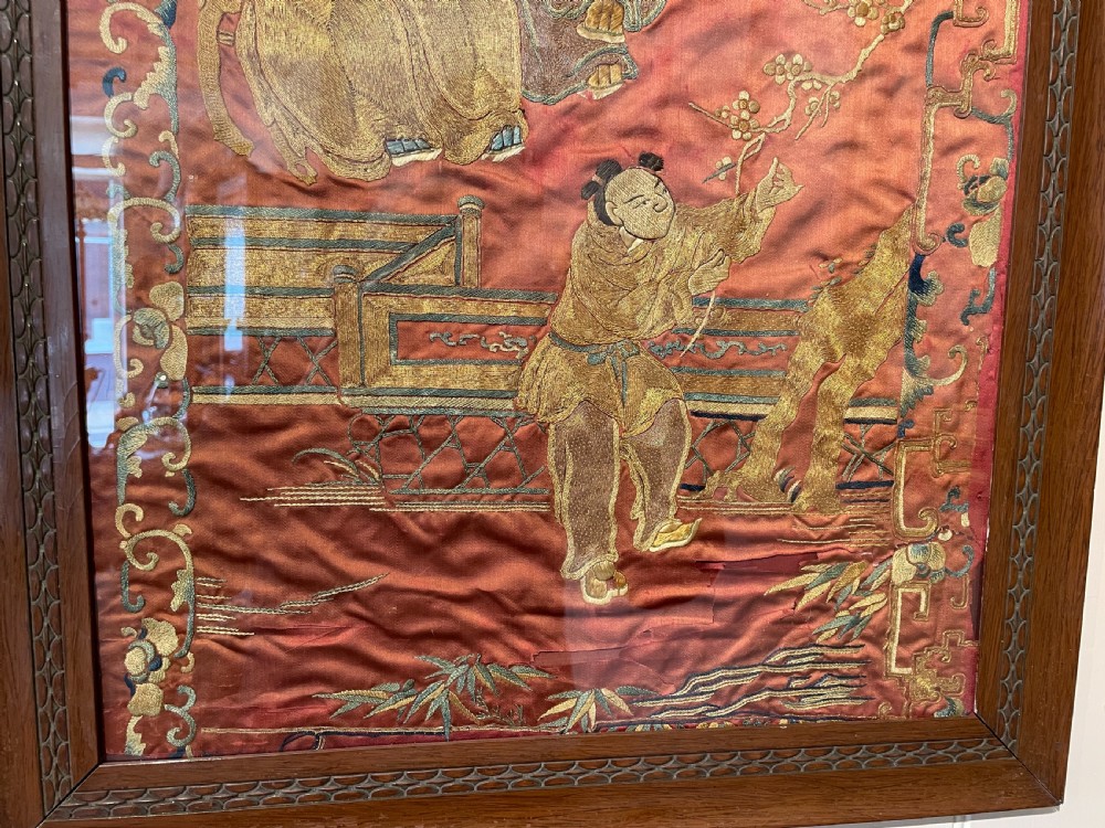 19thc Oriental silk embroidered panel c1880 View IV