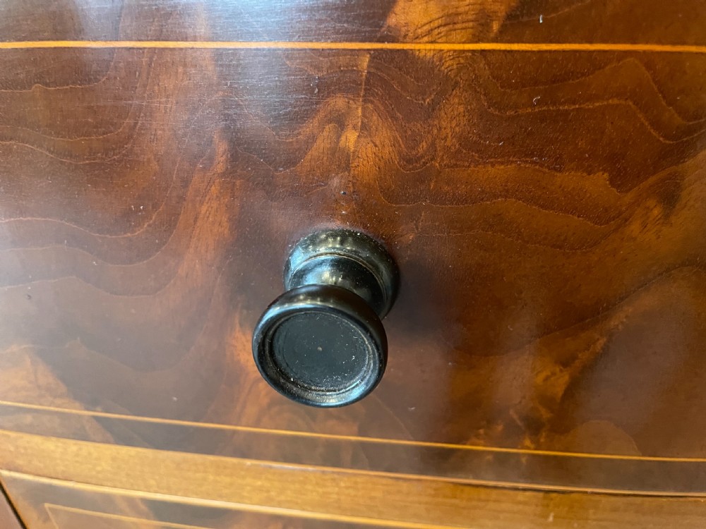 Edwardian mahogany bow front narrow chest c1910 View III
