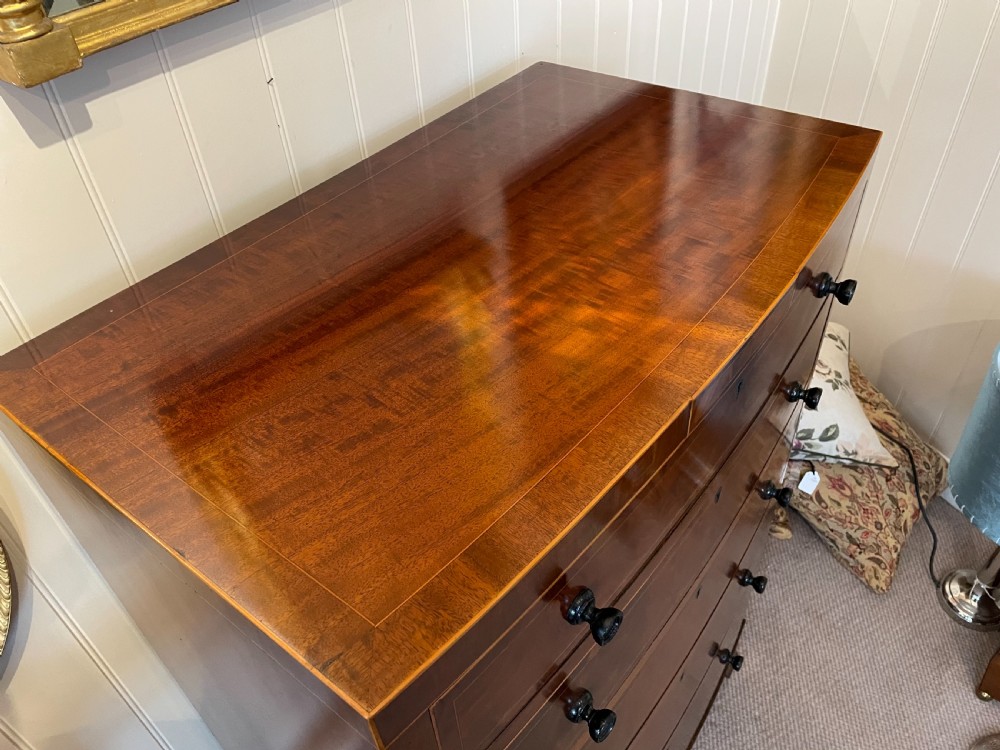 Edwardian mahogany bow front narrow chest c1910 View VIII