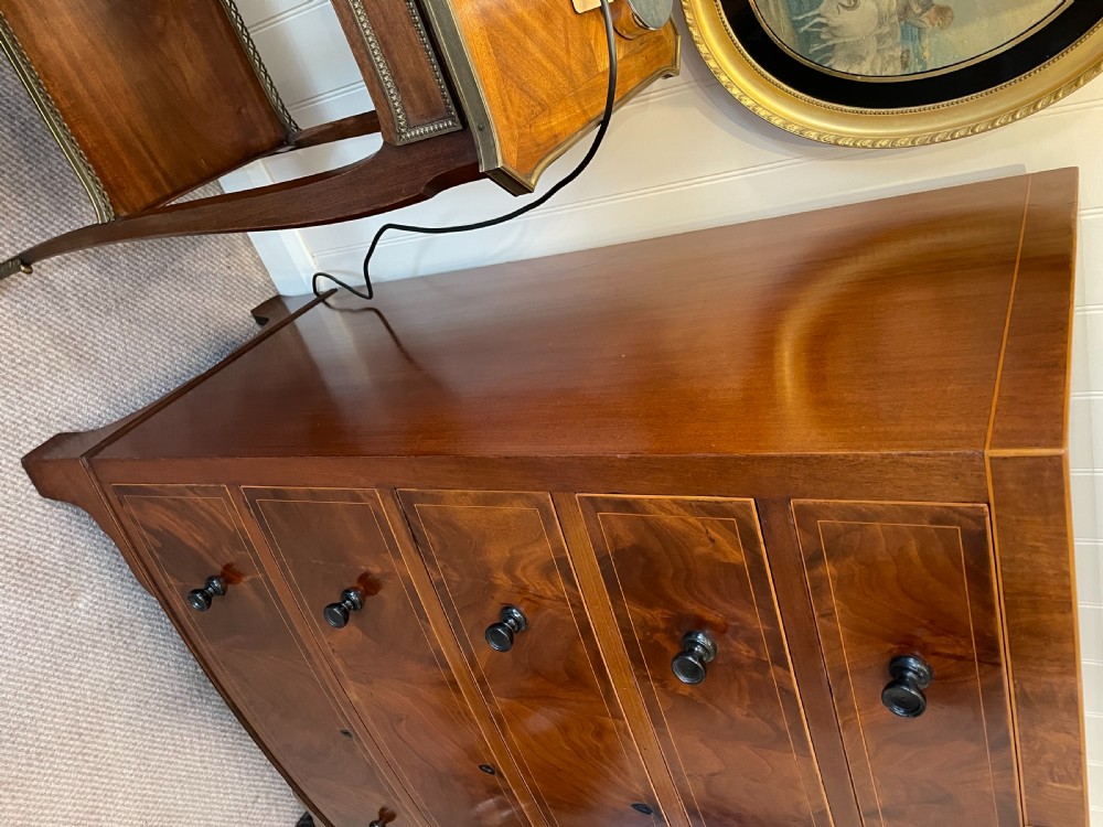 Edwardian mahogany bow front narrow chest c1910 View IX