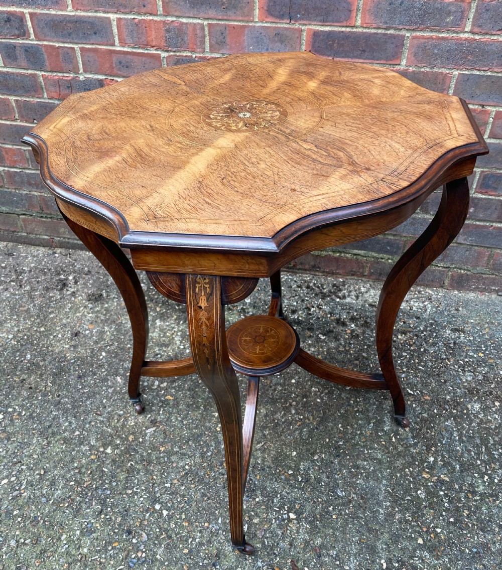 Late 19th rosewood inlaid table c1880