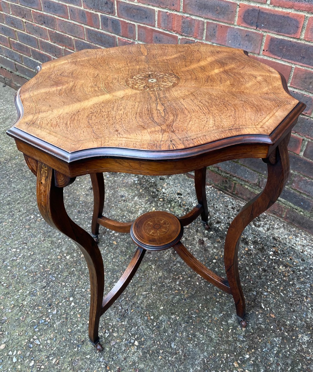 Late 19th rosewood inlaid table c1880 View II