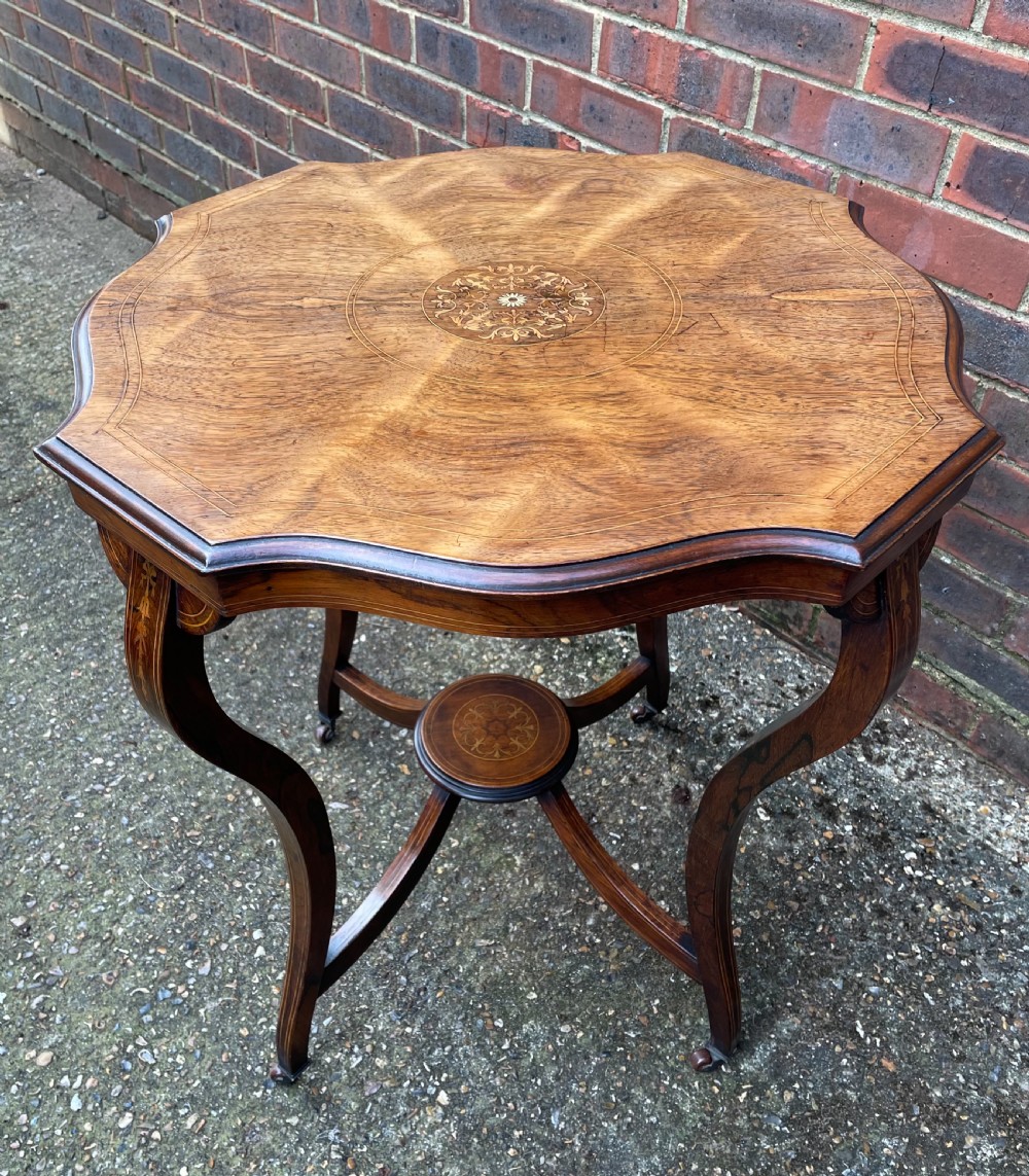 Late 19th rosewood inlaid table c1880 View III