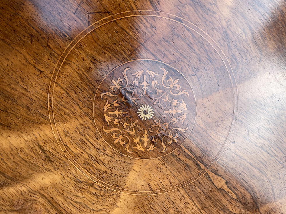 Late 19th rosewood inlaid table c1880 View IV