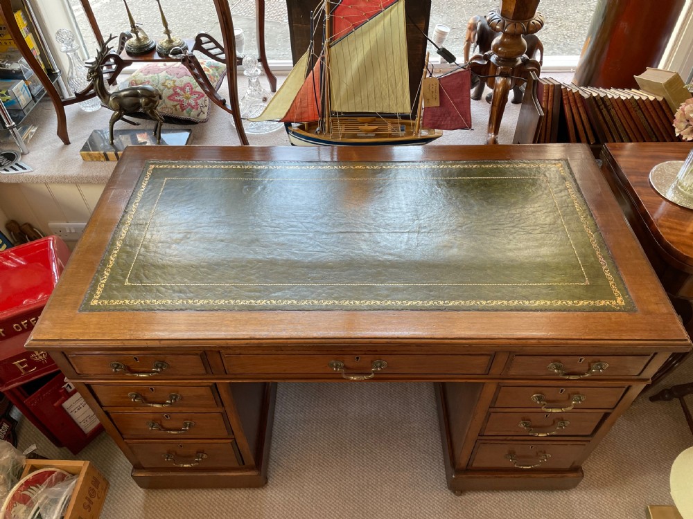 Late 19thc mahogany pedestal desk c1890 View II