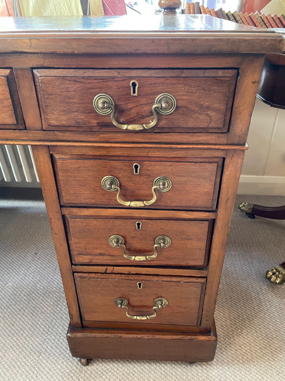 Late 19thc mahogany pedestal desk c1890 View V