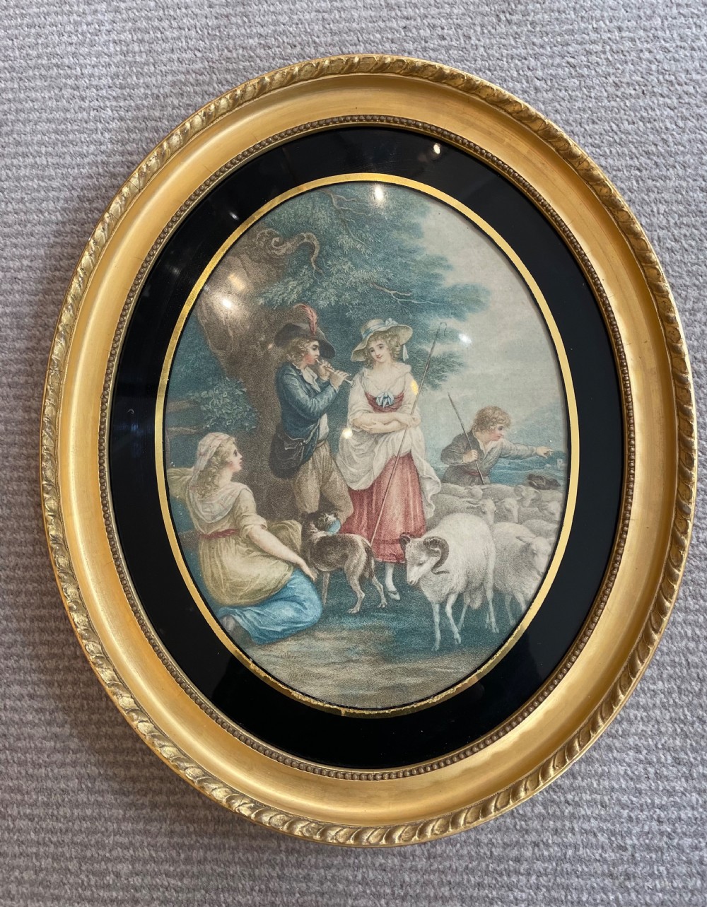 Late 18thc stipple engraving Evening c1790