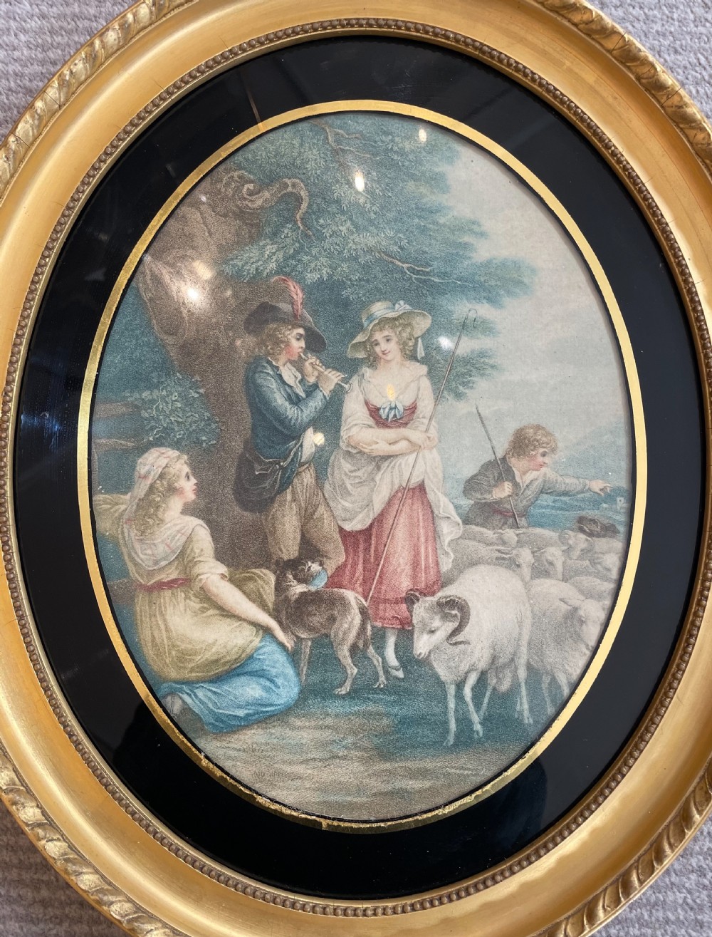 Late 18thc stipple engraving Evening c1790 View II