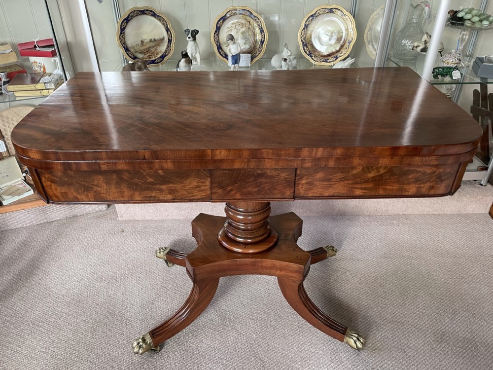 Regency mahogany pedestal card table c1820