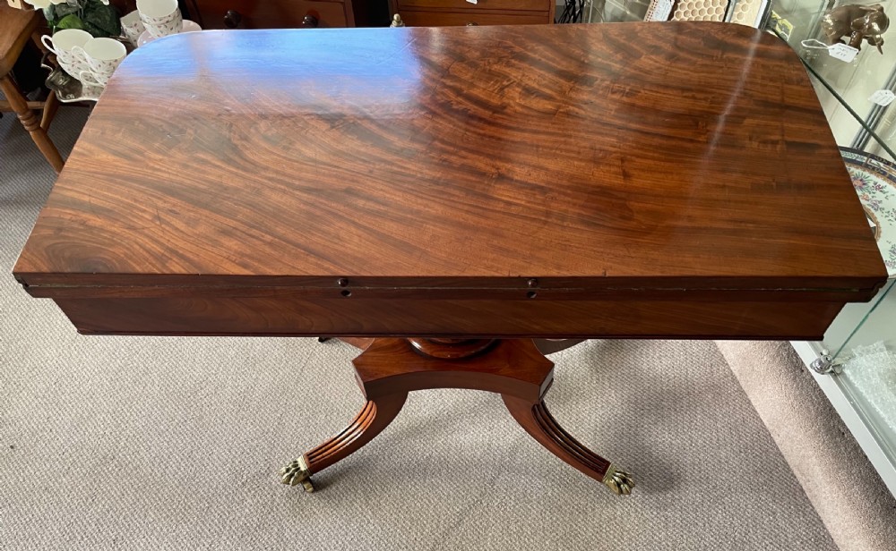 Regency mahogany pedestal card table c1820 View X