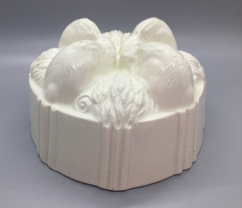 Victorian creamware rabbits 1 pint jelly mould c1880 View II