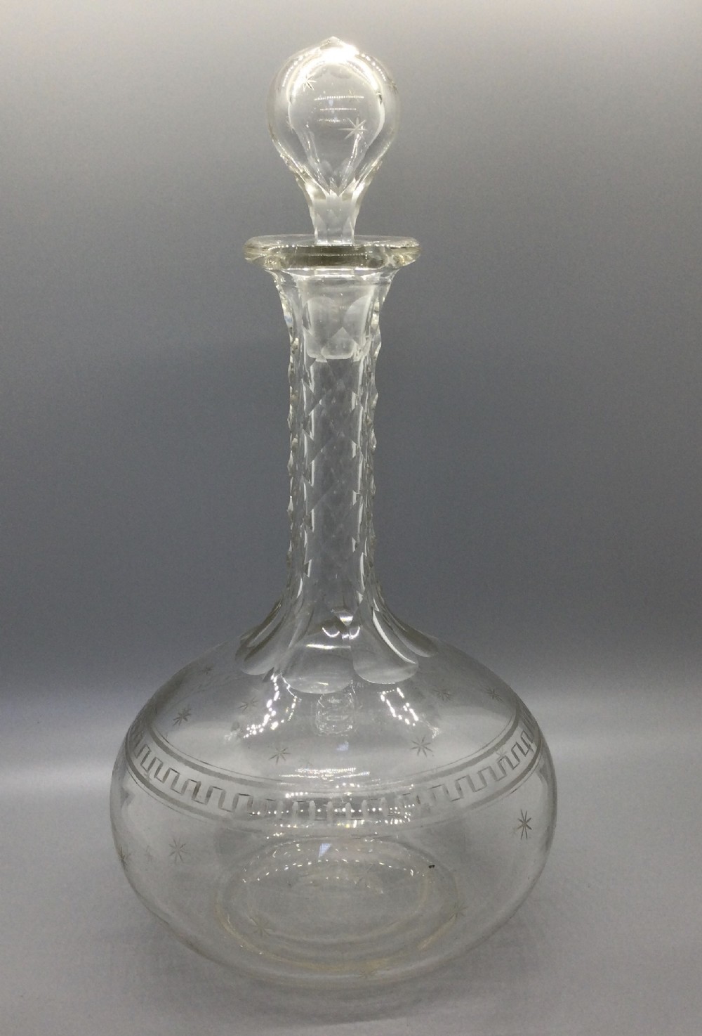Early Victorian engraved decanter c1850