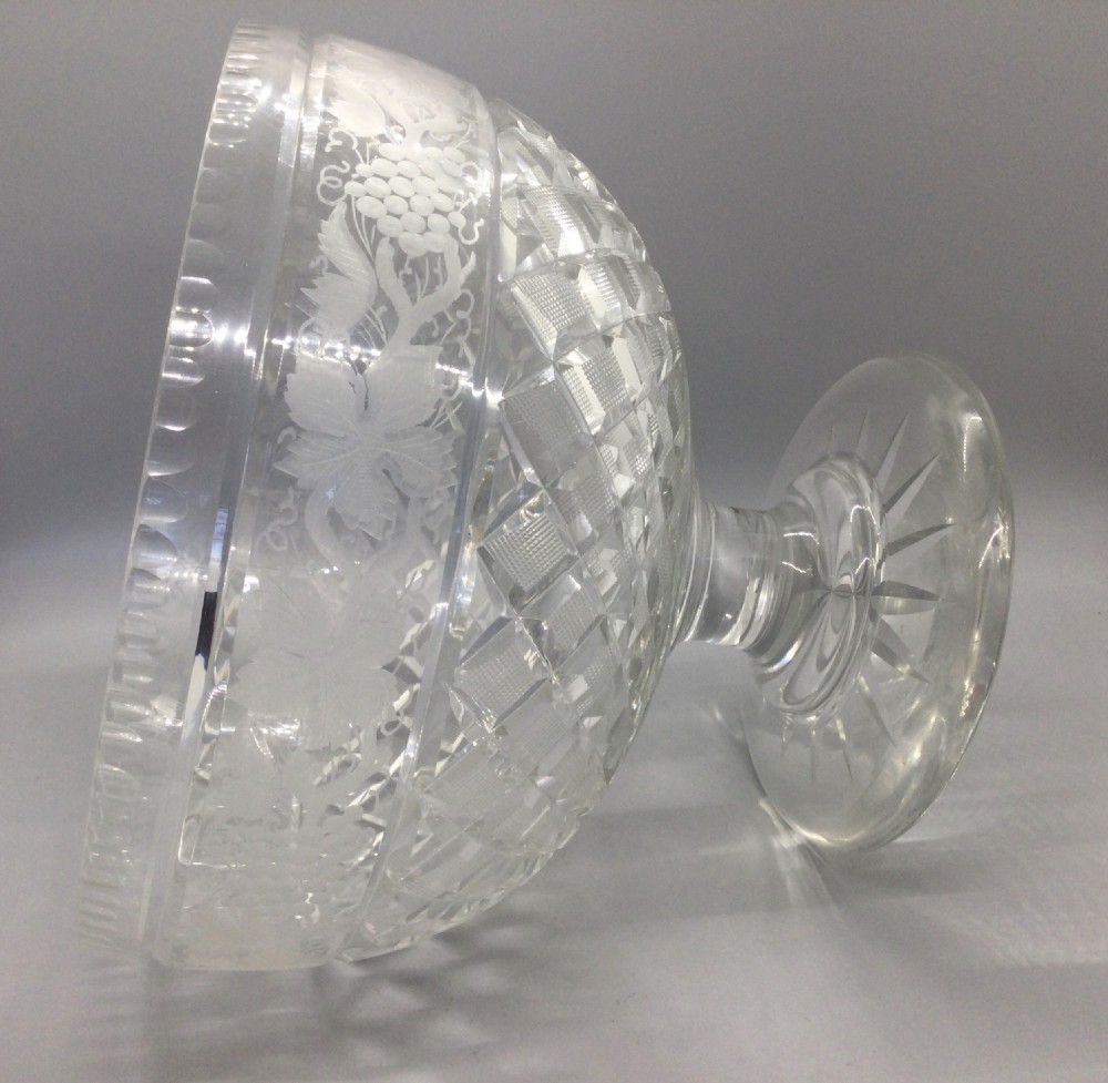 George V engraved and cut lead crystal bowl c1910 View II