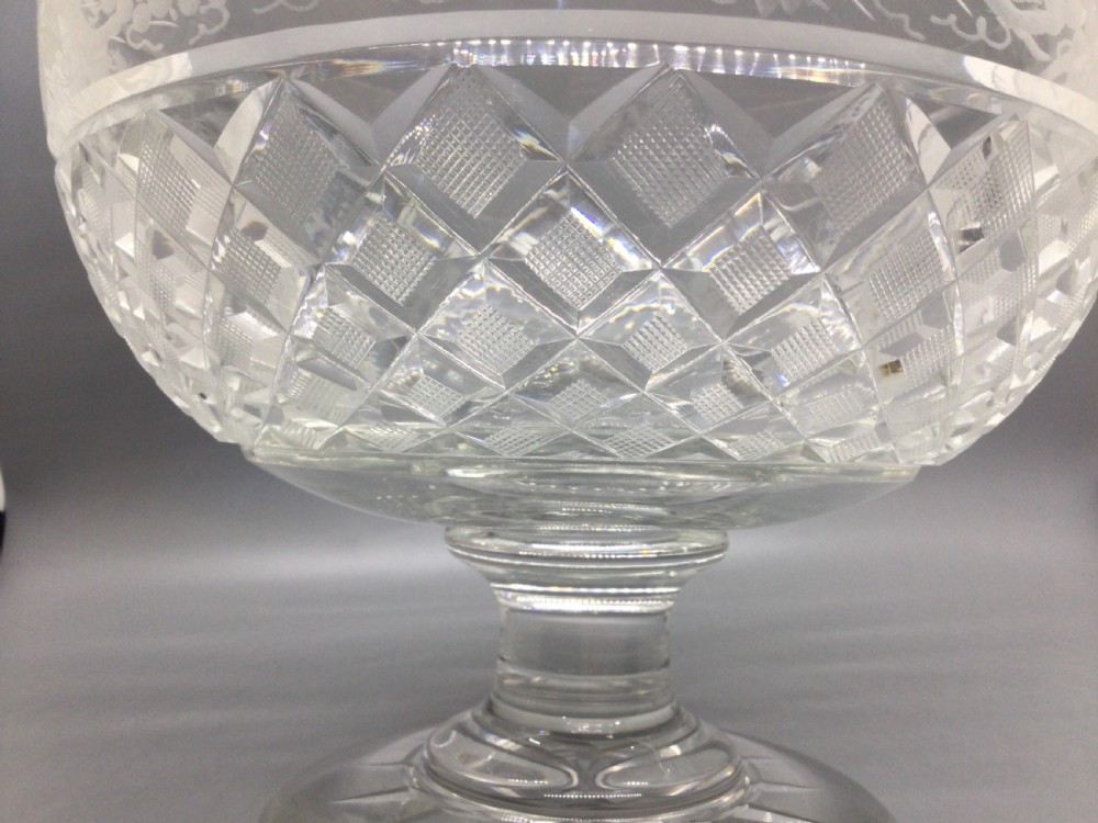 George V engraved and cut lead crystal bowl c1910 View IV