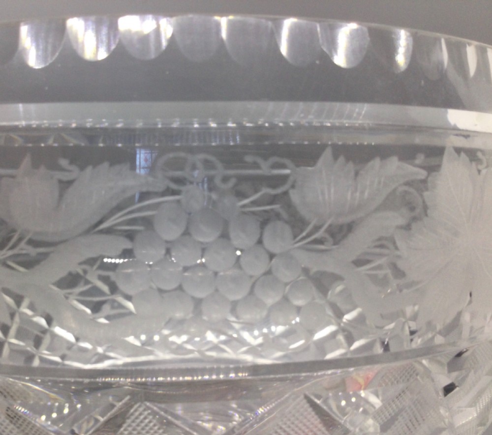 George V engraved and cut lead crystal bowl c1910 View VI
