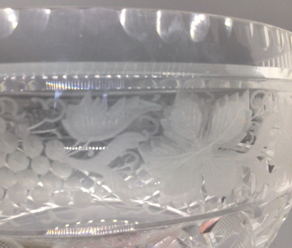 George V engraved and cut lead crystal bowl c1910 View VII