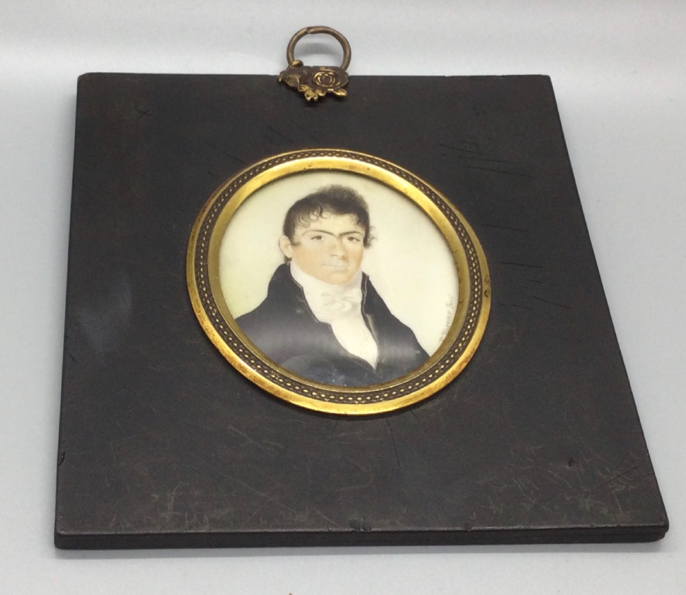 Georgian watercolour on ivory miniature of a gentleman c1820