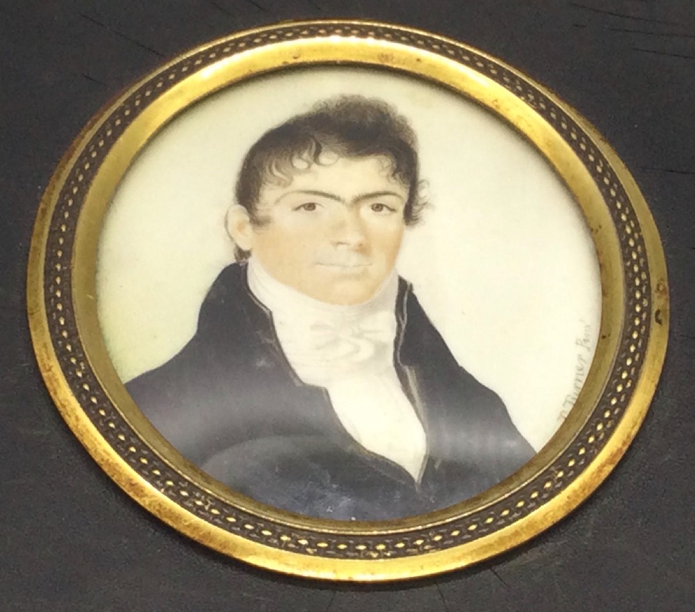 Georgian watercolour on ivory miniature of a gentleman c1820 View II