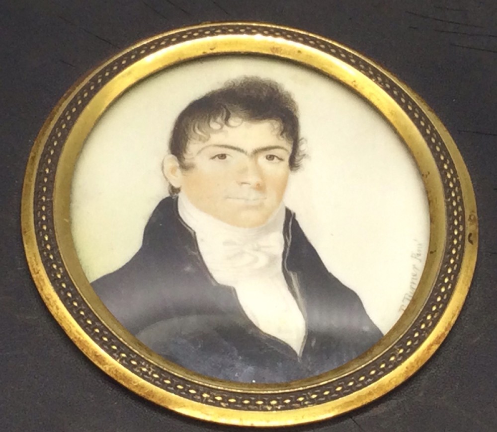 Georgian watercolour on ivory miniature of a gentleman c1820 View III
