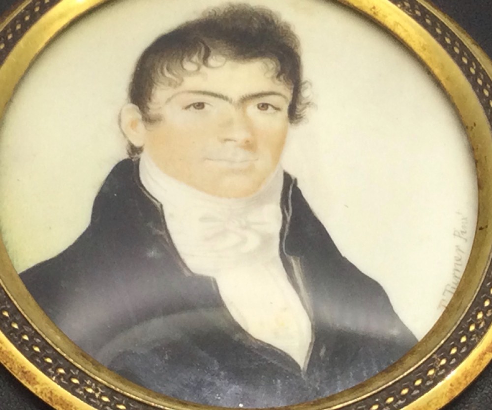 Georgian watercolour on ivory miniature of a gentleman c1820 View IV