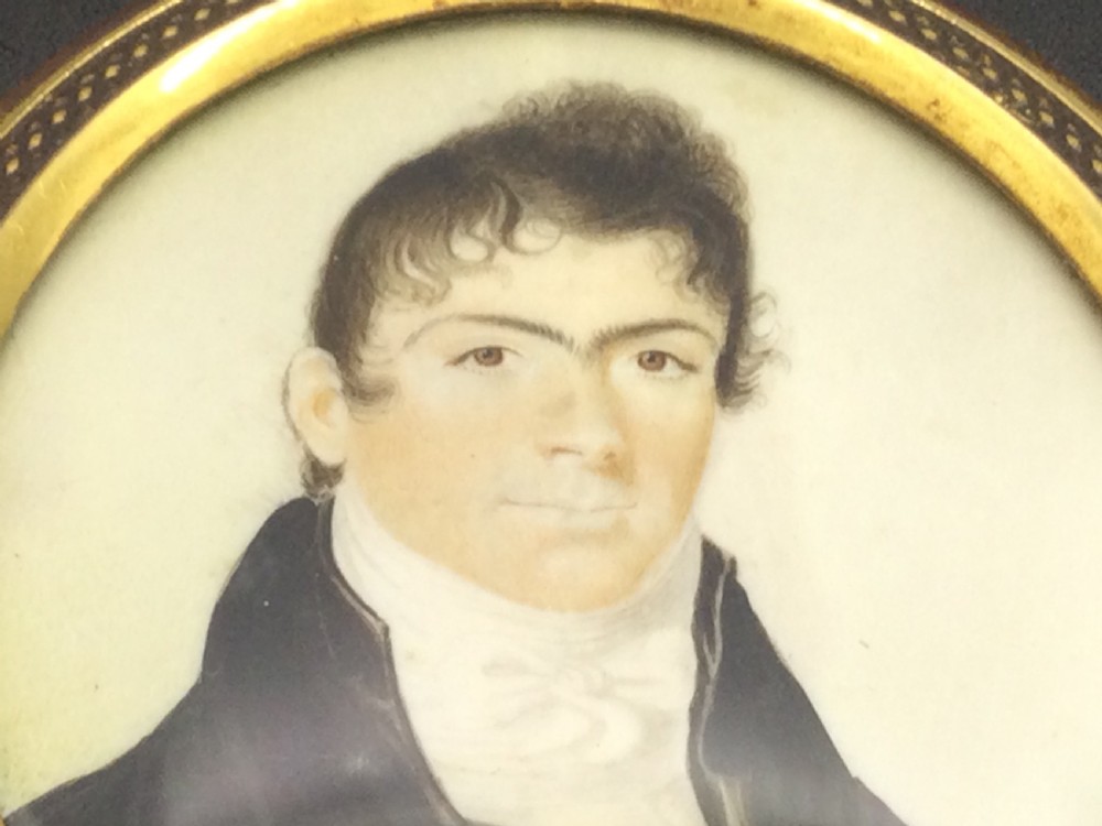 Georgian watercolour on ivory miniature of a gentleman c1820 View VII