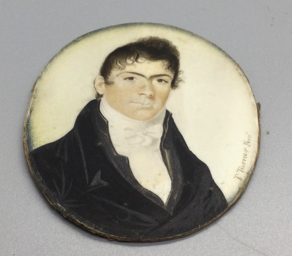 Georgian watercolour on ivory miniature of a gentleman c1820 View XI