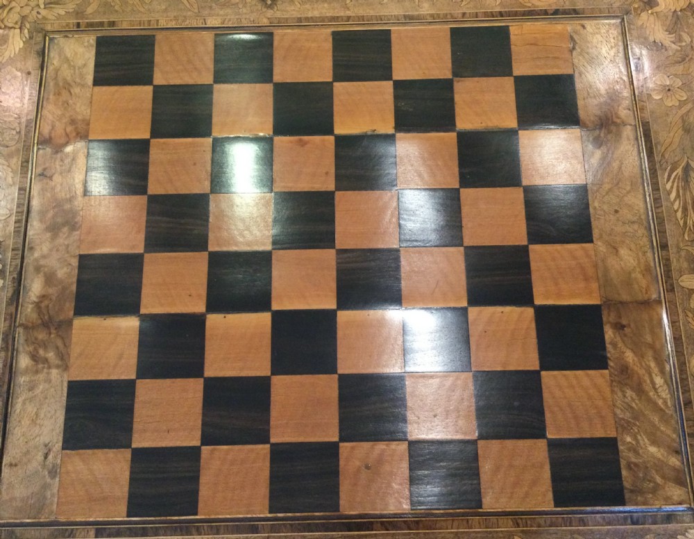 Early Victorian walnut games chess table c1860 View VI