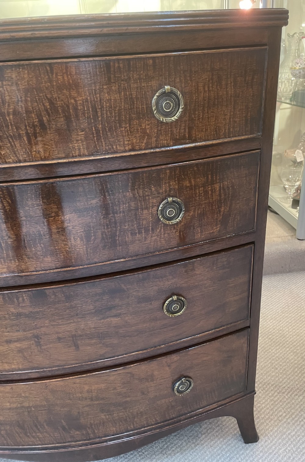 Geo V mahogany bow front chest of drawers c1920 View V