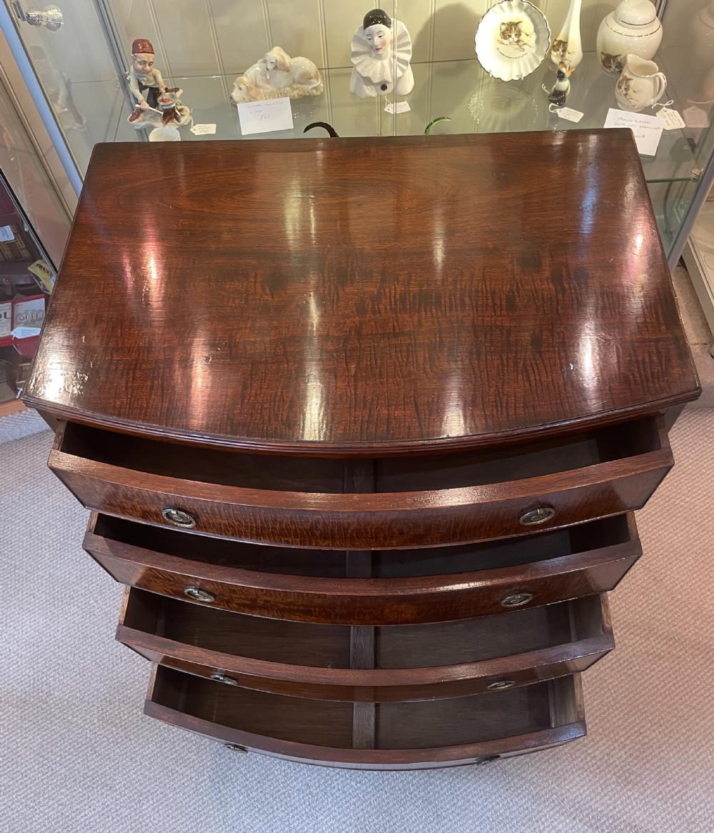 Geo V mahogany bow front chest of drawers c1920 View XIII