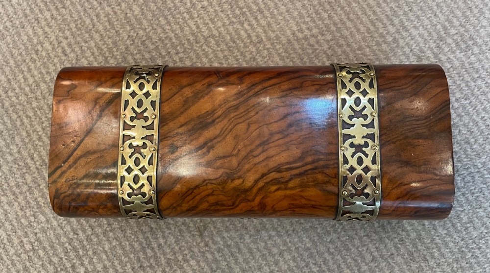 Early Victorian walnut brass mounted box c1850 View II