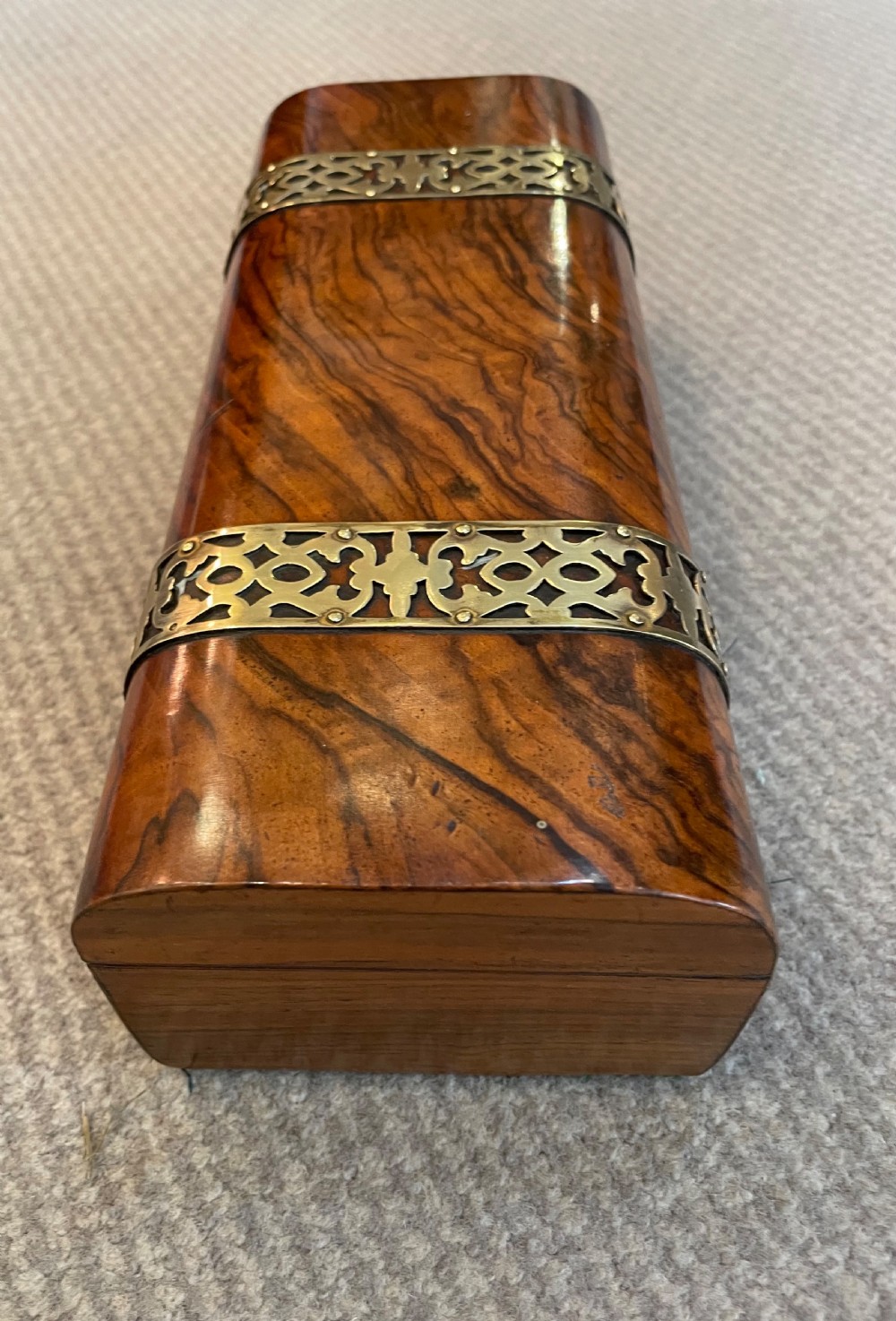 Early Victorian walnut brass mounted box c1850 View VI