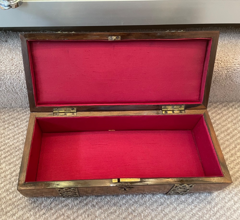 Early Victorian walnut brass mounted box c1850 View VII