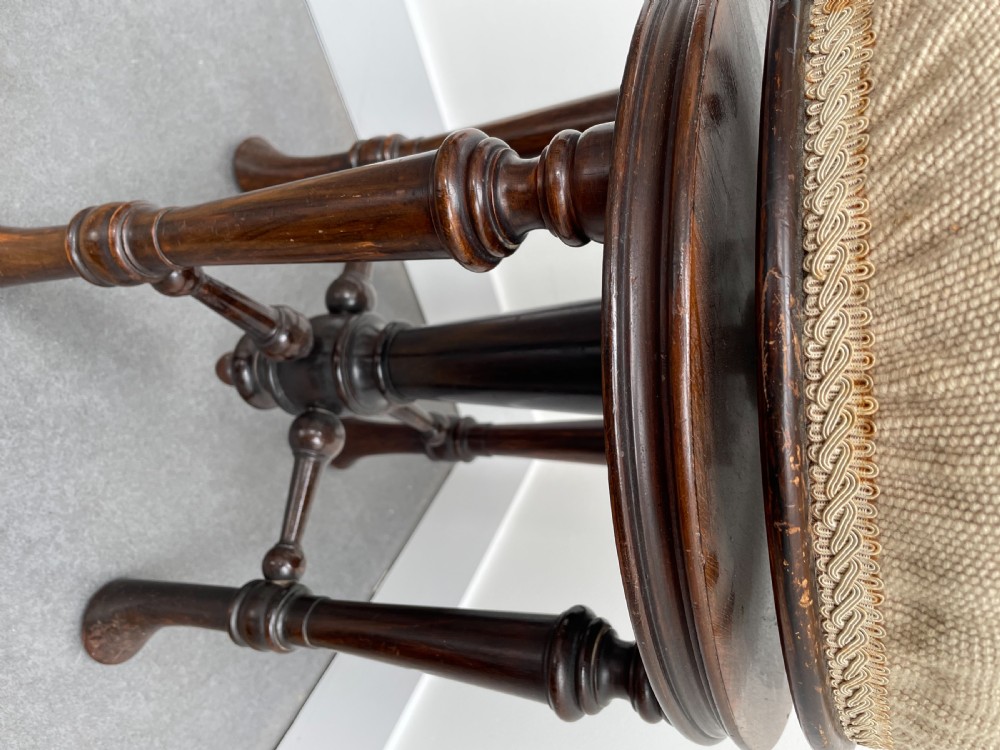 Victorian rosewood revolving piano stool c1860 Brooks Patent View VI
