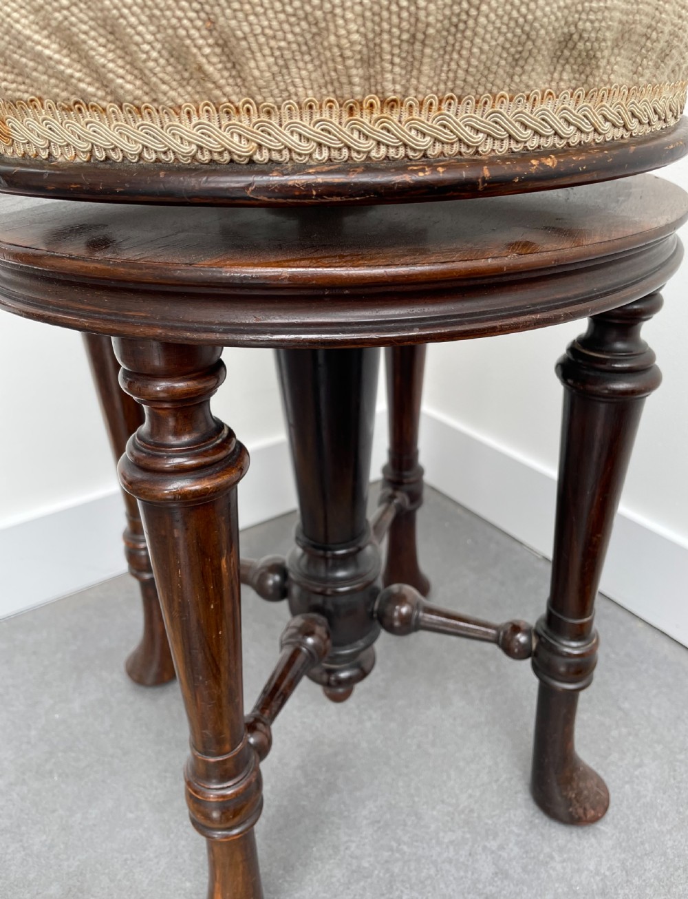 Victorian rosewood revolving piano stool c1860 Brooks Patent View XI