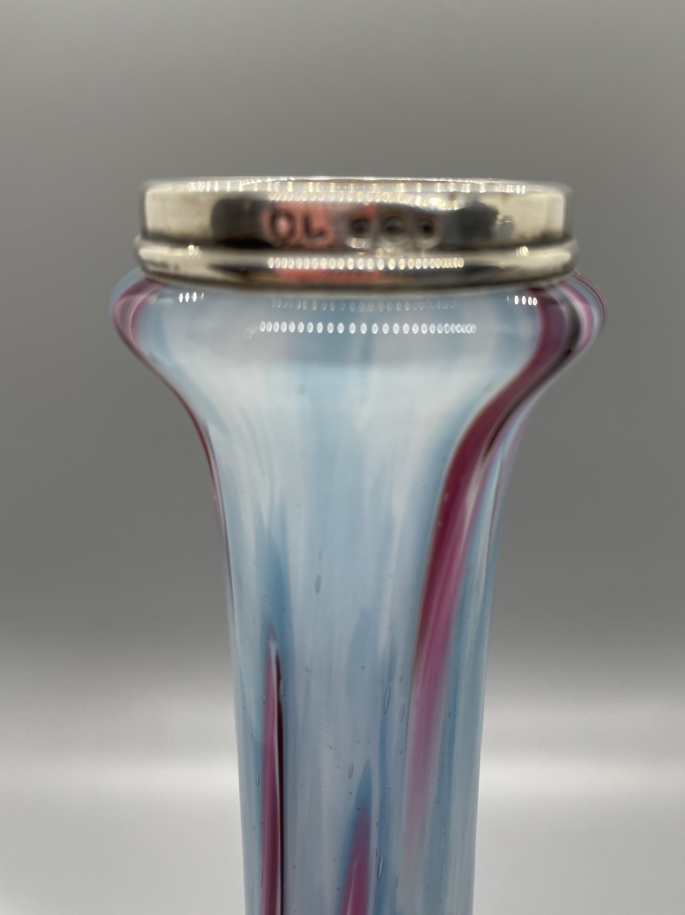 Art Deco opaque glass silver mounted vases London 1927 View VI