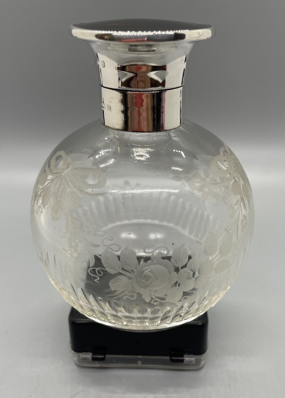 George V silver tortoiseshell mounted scent bottle Birmingham 1926