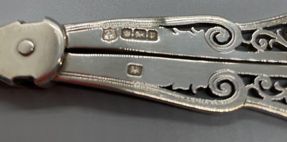 Edwardian pair silver grape scissors Sheffield 1907 View XVIII