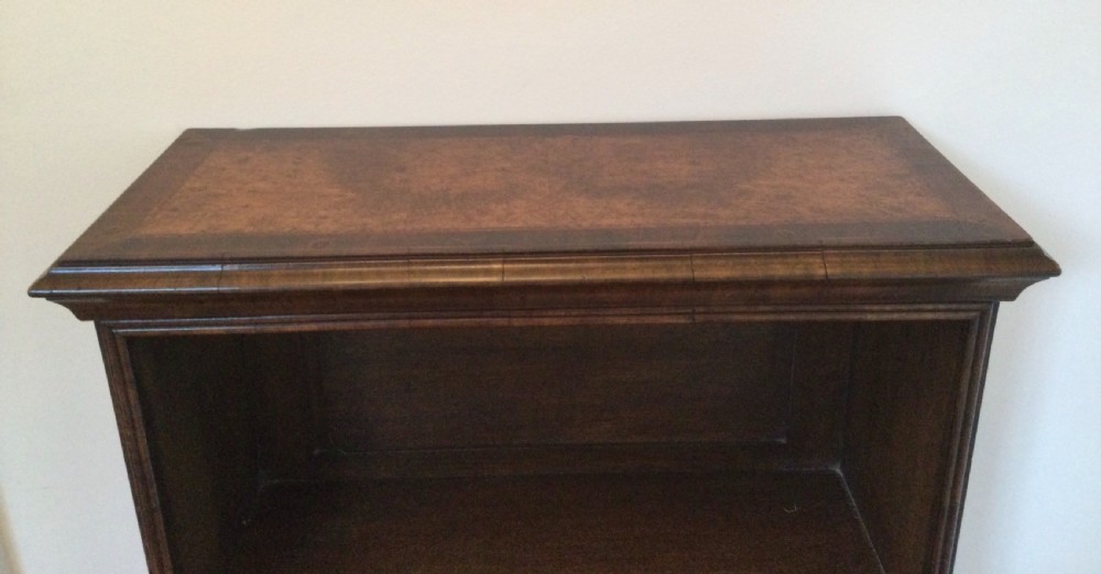 Late Victorian walnut and oak narrow bookcase c1880 View II